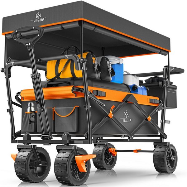 KESSER Bollerwagen, Bollerwagen faltbar GT9000 mit Dach Handwagen Transportwagen
