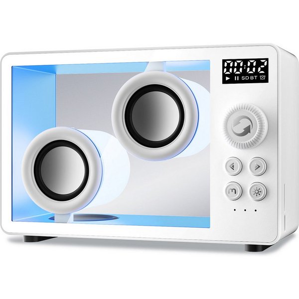 Luckice Tragbare Lautsprecher Bluetooth-Desktop-Lautsprecher Bluetooth-Lautsprecher (Unterstützt Bluetooth/TF-Karteneingang, Wecker, Atmosphärenlicht)