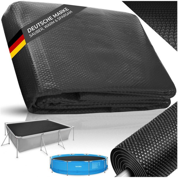 tectake Pool-Abdeckplane Solorientalischdeckung - leichte, zuschneidbare Schutzfolie (Poolabdeckung, in schwarz), Effiziente Wassererwärmung durch Solarfolie