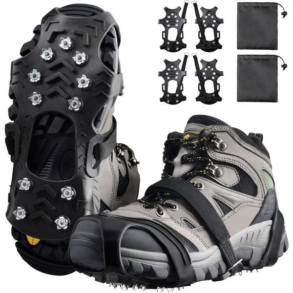 Mutig Spikes 2 Paar Schuhspikes, rutschfeste Schuhkrallen mit 11 Zähnen (Steigeisen für Bergstiefel, Schnee- und Eisspikes, Schhukrallen und Antirutsch Spikes A