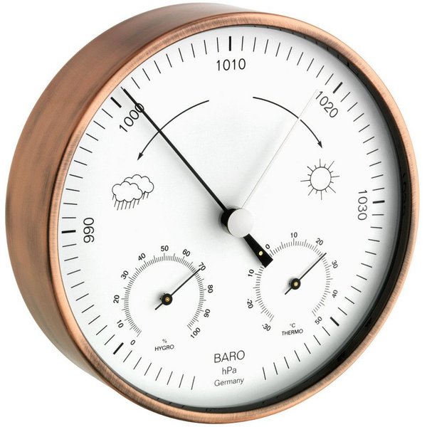 TFA Dostmann Innen-Außen Kupfer TFA 20.2027.51 Barometer Thermometer Hygrometer Wetterstation