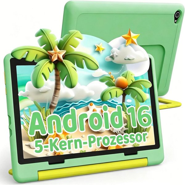 BUFO 10 Zoll Android 16, 24(3+21)GB RAM+64GB, 1280x800 HD IPS, Kinder Tablet (10", 64 GB, Android 16, WiFi 6, Robuste Schutzhülle, Vorinstallierte Lernapps, GMS
