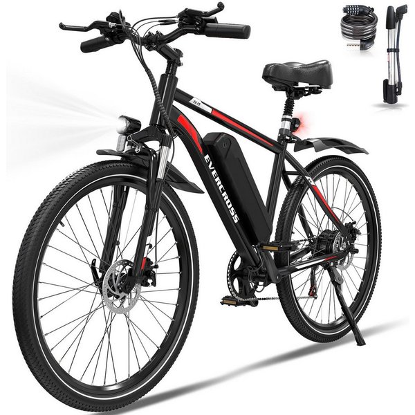 EVERCROSS TECH E-Bike Cityrad für Pendler,27,5-Zoll-Elektrofahrrad,36V 13AH AKKU, 7 Gang, Heckmotor, 468 Wh, 1 Gang, 250W, 468 Wh,E-Citybike mit Schloss, Pumpe