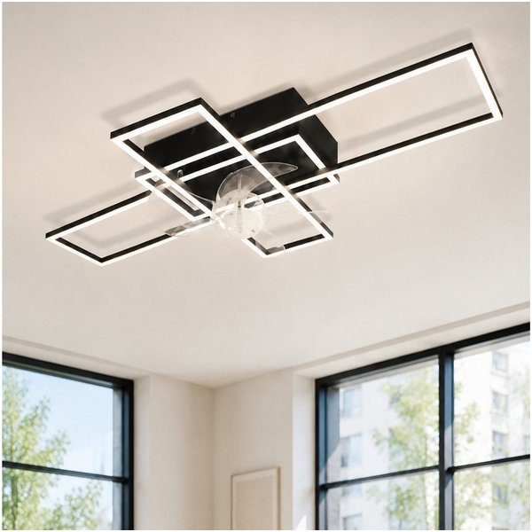 ZMH Deckenventilator Moderne Deckenlampe mit Ventilator - Deckenventilator mit Beleuchtung, mit Licht Dimmbar mit Fernbedienung Timer für Wohnzimmer Esszimmer