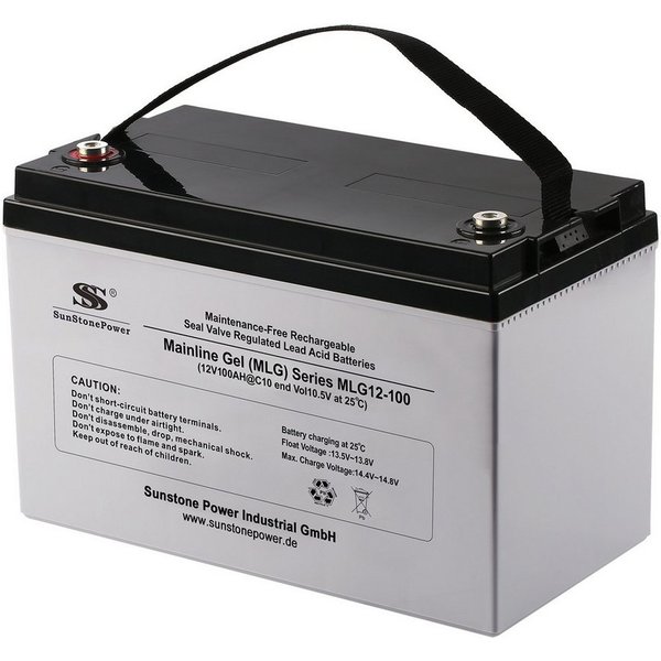 Sunstone Power 12V 100AH (10hr) VRLA Gel Batterie PV Stromspeicher USV Notstrom Bleiakkus 100000 mAh (12 V), wiederaufladbar, zyklenfest