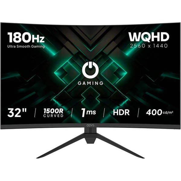 Odys XP32 PRO-X LED-Monitor (80 cm/32 ", 2.560 x 1.440 px, WQHD, 1 ms Reaktionszeit, 180 Hz, LED, 32" Curved WQHD Gaming Monitor, 180 Hz, 1 ms, 121 % sRGB)