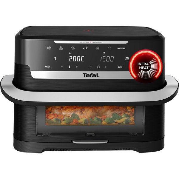 Tefal Heißluftfritteuse Ever Fry Dual Flex, FlexCook Doppelkammer, XXL Fassungsvermögen, 2700 W, bis zu 4x schneller, für bis zu 8 Portionen, EY9288