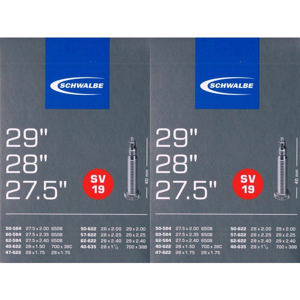 Schwalbe Fahrradschlauch 2x Schwalbe SV 19 Schlauch 29 622 Sclaverand SV19 29 Zoll, 28, 29, 27.5, (2-St)