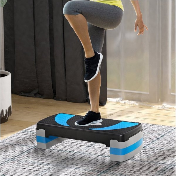 HOMCOM Stepper Steppbrett höhenverstellbar mit 3 Stufen (10/15/20 cm) (Fitness Heimtrainer, 1-tlg., Aerobic-Stepper), für Indoor Outdoor Belastbarkeit bis 150 k