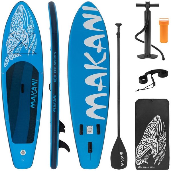 ECD Germany SUP-Board Stand Up Paddle Board aus PVC Paddelboard Paddling Board, Stand-Up Paddle-Board, SUP Board 320x80x15 cm 120 kg Traglast rutschfest blau in