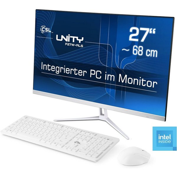 CSL Unity F27-ALS N200 Windows 11 All-in-One PC (27 Zoll, Intel N200, Intel UHD Graphics, 1× HDMI 2.0, 16 GB RAM, 256 GB SSD, passiver CPU-Kühler)