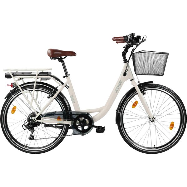 LLobe E-Bike Cityrad City E-Bike 26" Mando beige, 6 Gang Shimano Tourney Schaltwerk, Kettenschaltung, Heckmotor, 280,8 Wh