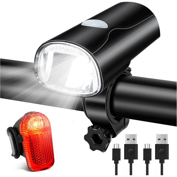 TUWENA Fahrradbeleuchtung LED Fahrradlicht Set, STVZO Zugelassen Fahrradbeleuchtung Fahrradlampe, USB-Aufladung Fahrrad Licht Bike Light mit Frontlichter und Rü