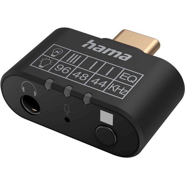Hama HiFi Audio-Adapter USB-C auf 3,5mm Klinke EQ USB-Adapter USB-C zu 3,5mm Klinke, AUX + Equalizer + Mikrofon für Handy Smartphone Tablet PC Notebook