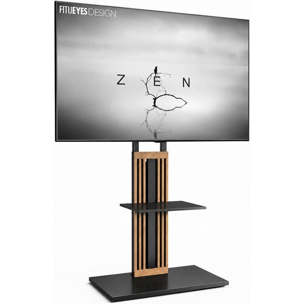 FITUEYES TV-Ständer aus Holz, mit höhenverstellbarer Ablage, ±15° schwenkbar, 55-88 Zoll, (bis 88,00 Zoll, höhenverstellbar, mit Kabelmanagement)