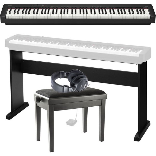 CASIO Stagepiano (Stagepiano Set CDP-S110 BK Deluxe 88 Tasten Hammermechanik USB MIDI Effektprozessor 10 Sounds 64-fache Polyphonie inklusive Keyboardständer Kl