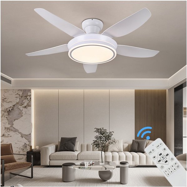 Eurohandisplay Deckenventilator Deckenventilator LED Beleuchtung 6 Geschwindigkeiten timer 2 Stunden, Lichtfarbe und Helligkeit stufenlos einstellbar