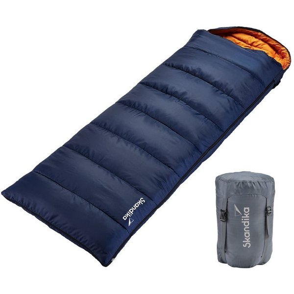 Skandika Schlafsack Iceland, Polycotton, atmungsaktiv, Innentasche mit Klett (2-Wege-Reißverschluss mit Kälteschutz, Stoffsteg, Webbandklemmschutz), 3 Jahreszei