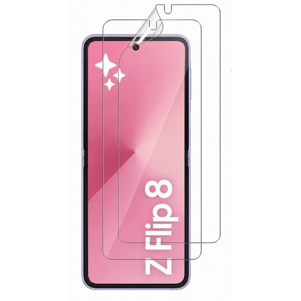 SmartUP Displayschutzglas 2X Panzerfolie für Samsung Galaxy Z Flip 8 Display Schutzglas Screen für Samsung Galaxy Z Flip 8, 2 Stück, Rundumschutz, passgenaue Ve