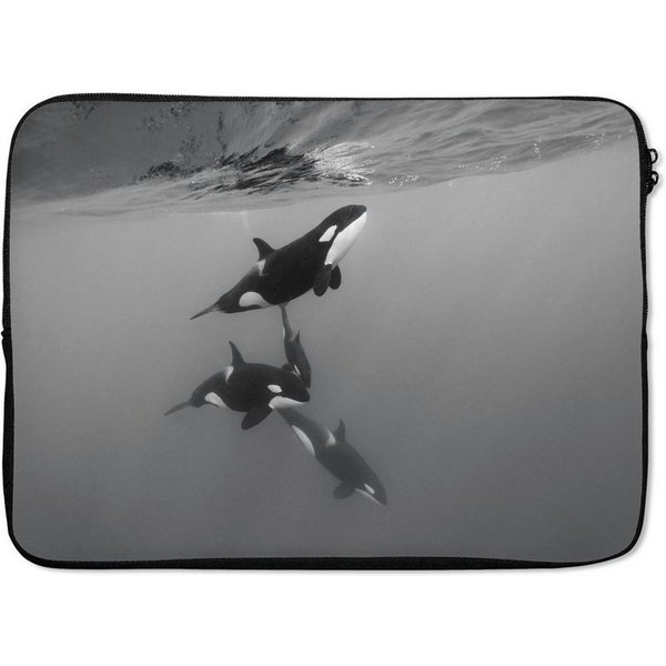 MuchoWow Laptop-Hülle Orca - Wasser - Schwarz - Weiß 13.3 Zoll, Laptopsleeve, weiches Innenfutter zum Schutz Kratzern, Laptoptasche