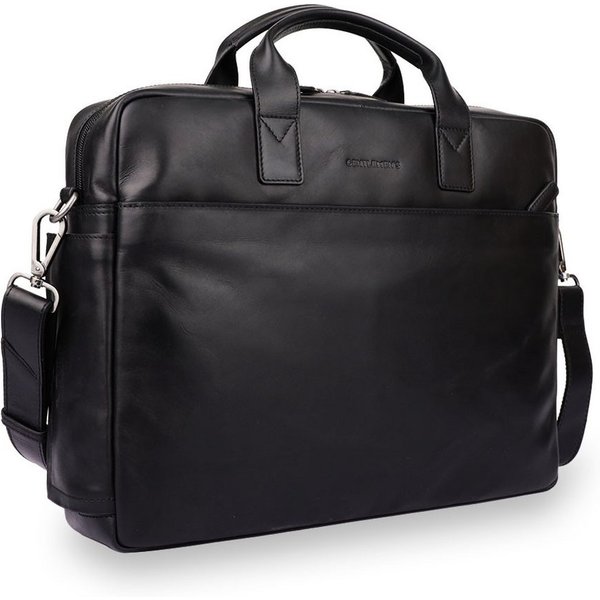 Gentlemen's Laptoptasche Slim - Notebooktasche aus Leder mit Schultergurt 14 & 16 Zoll, Echtleder, großes Hauptfach, Schultergurt, Geschenkverpackung