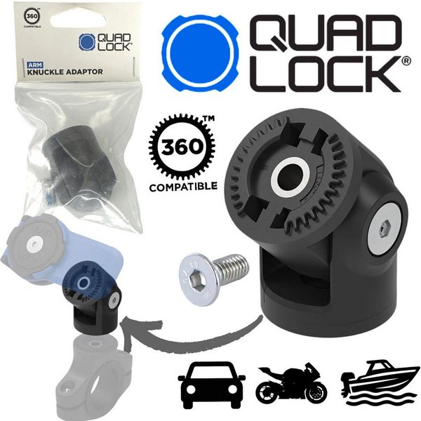 Quad Lock Handy-Halterung QUAD LOCK 360 Adaptor Motorrad Winkelstück verstellbar Handy Halter