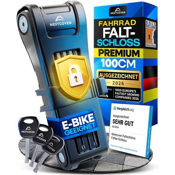 Nextcover Faltschloss NEXTCOVER® Faltschloss Fahrrad mit SteelSecure-Technologie