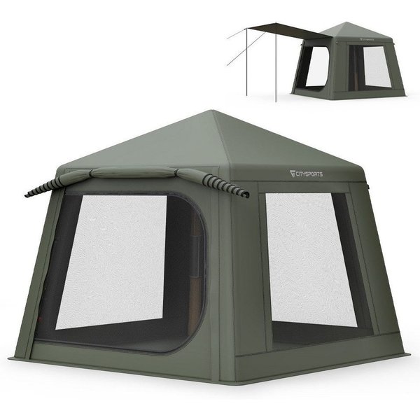 CITYSPORTS aufblasbares Zelt XL-XXL Campingzelt für 2-6 Personen, mit 300D Oxford-Stoff, Personen: 3, ca. 5.5m²,UV50+ PU3000+, mit Feuchtigkeitsschutzmatte und 