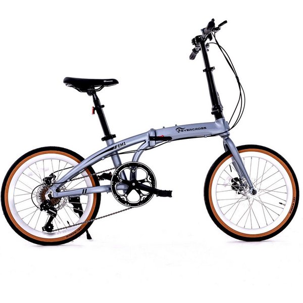 EVERCROSS TECH Faltrad EM1 20 Zoll, sekundenschnell faltbares Fahrrad, Aluminiumrahmen, 7 Gang, 7 Gang, Scheibenbremse, Max 100 kg Klapprad für Damen & Herren