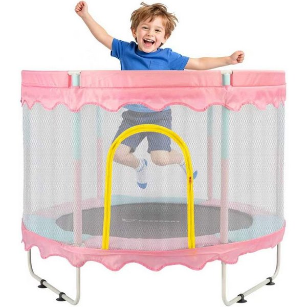 FOXSPORT Kindertrampolin, Gartentrampolin, Jumpingtrampolin, (150 × 150 × 110 cm (L * B * H), 150 tlg), Sicherheitsnetz mit Schaumstoff gepolstert, bis zum 150 
