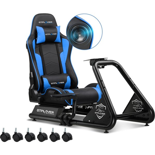 GTPLAYER Simulator Cockpit, sim racing cockpit racing wheel stand Controller (mit Bluetooth-Lautsprecher und Pedalablage)