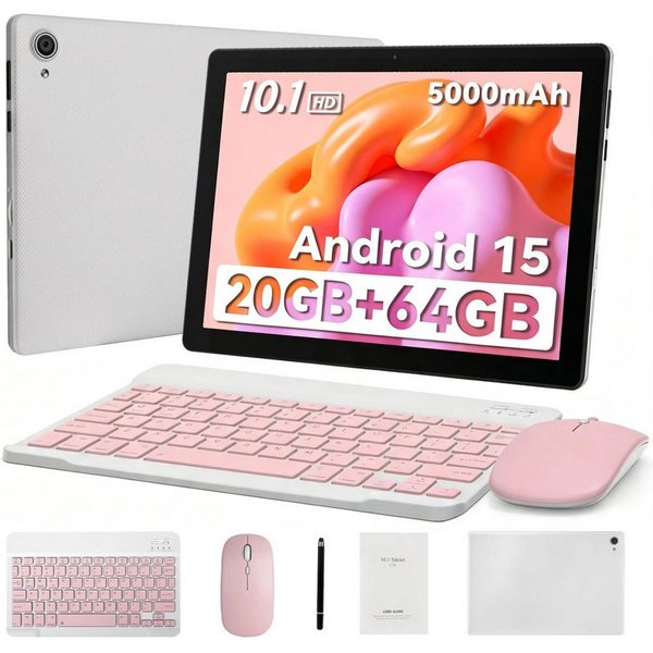 BUFO 10 Zoll 1280x800 HD 5000mAh WiFi 6 mit Tastatur, Maus und Stylus Tablet (10.1", 64 GB, Android 15, 5G WiFi, 20(3+17)GB+64GB, HD IPS 1280x800)