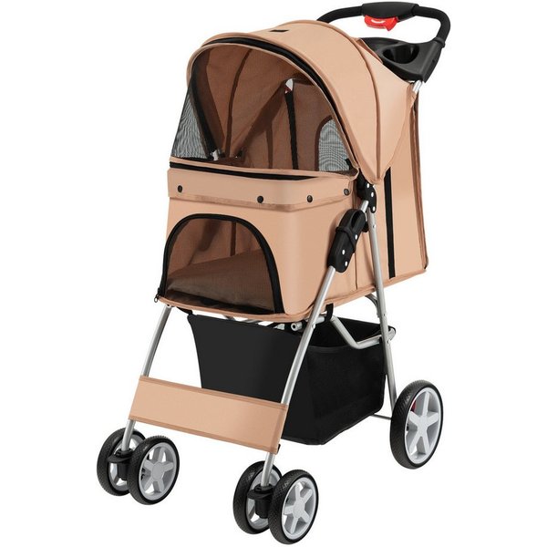 COSTWAY Hundebuggy Hundewagen, Tiertransportbox, mit Gitternetz, bis 15 kg