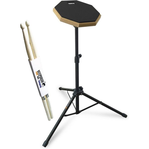 keepdrum Schlagzeug keepdrum Übungspad DP-BK8 schwarz 8 Zoll mit Stativ, Drumsticks 1 Paar,Übungspad, Übungspad, Vorteils-Set mit Stativ und Drumsticks 1 Paar
