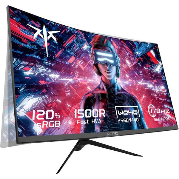 KTC H27S17 Curved-Gaming-Monitor (2560 x 1440 px, QHD, 1 ms Reaktionszeit, 180 Hz, HVA, 27-Zoll 2560x1440 QHD 180Hz HVA Curved 1500R)