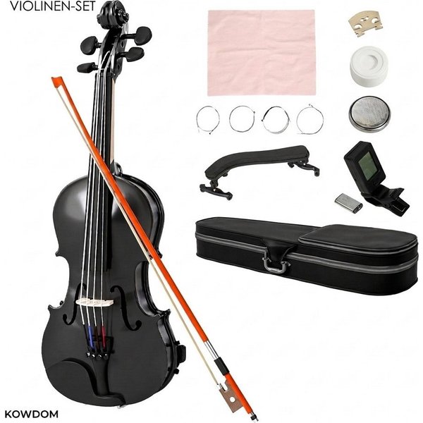 kowdom Violine Violin-Set 4/4 für Erwachsene, Massivholz, mit Koffer & Zubehör, Vollgröße (4/4), Violin-Set, Komplettset mit Zubehör, Violin-Set, 4/4, Massivhol