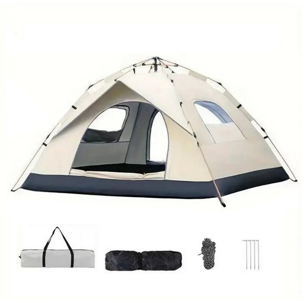 Insma Faltzelt Automatisches Campingzelt 600D Oxford Für 3-4 Personen, (mit Doppeltüren und Fenster, regendichte Abdeckung), Sonnenschutz, Winddicht 200 x 200 x