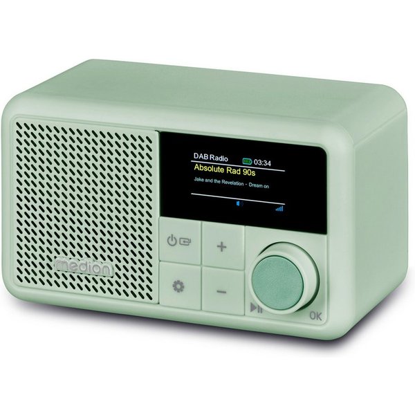 Medion® Tragbares DAB+ Radio MEDION® LIFE® S66822 (MD44822) Radio (MW/UKW, AM/FM, DAB+, RDS, 2 W, ca. 6,5 Akkulaufzeit, Farb-TFT-Display, Bluetooth® 5.3, IPX1-S