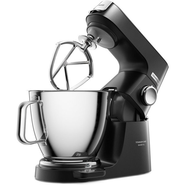 KENWOOD Küchenmaschine Titanium Chef Baker XL KVL85.004BK, EasyWeigh™-Waage, 1200W, schwarz, 1200 W, 7 l Schüssel, 3-teiliges Patisserie-Set, Flexi-Element, 5l 