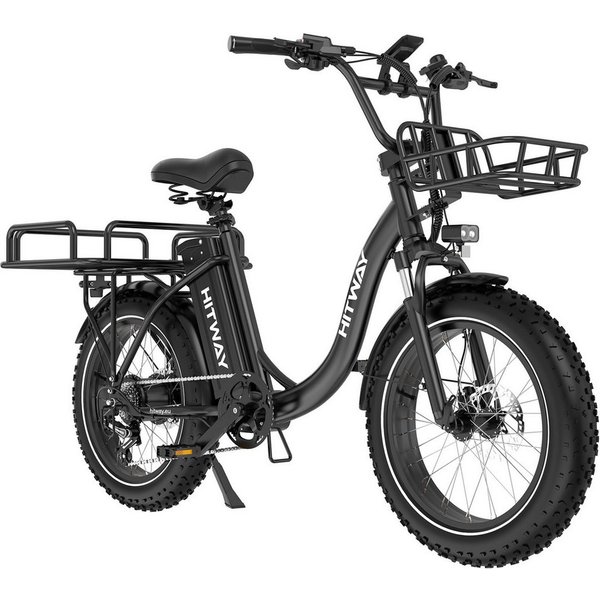 HITWAY E-Bike Cityrad Pedelec 20x4.0 48V 27Ah Drehmomentsensor, 7 Gang shimano, Kettenschaltung, Heckmotor, 1296 Wh, Bis zu 160 km, Hydr. Scheibenbremsen, Locko
