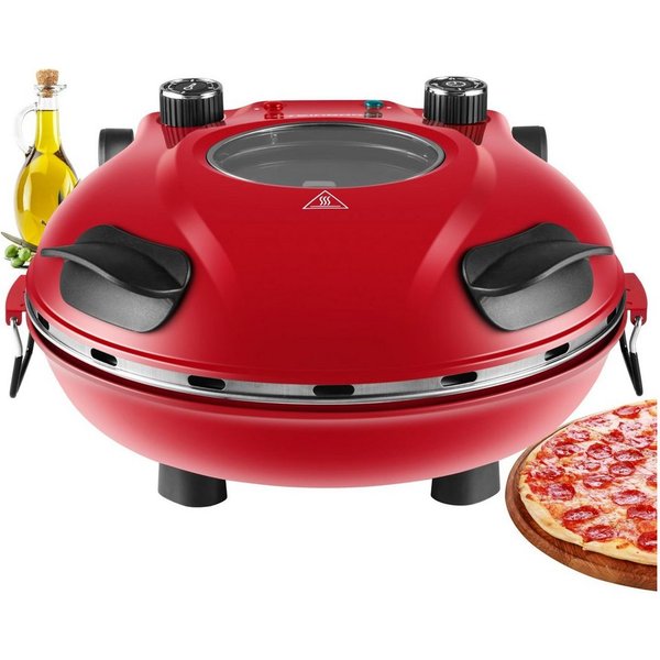 STEINBORG Pizzaofen SB-3140, 1200 Watt,32cm Schamottestein,15-Minuten Timer,Großes Sichtfenster