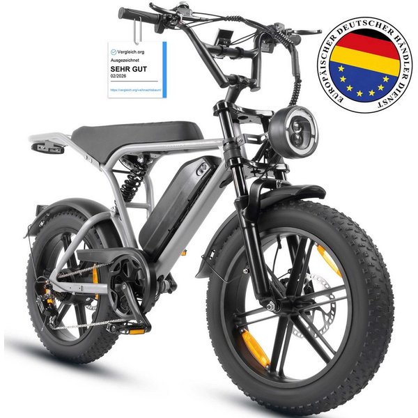 Vankel E-Bike Cityrad E6-3.0 Elektrofahrrad 20” x 4 Damen u. Herren Pedelec 720Wh Max.108KM, Heckmotor, 720 Wh, Pedelec, Elektrofahrrad E-Mountainbike für Erwac