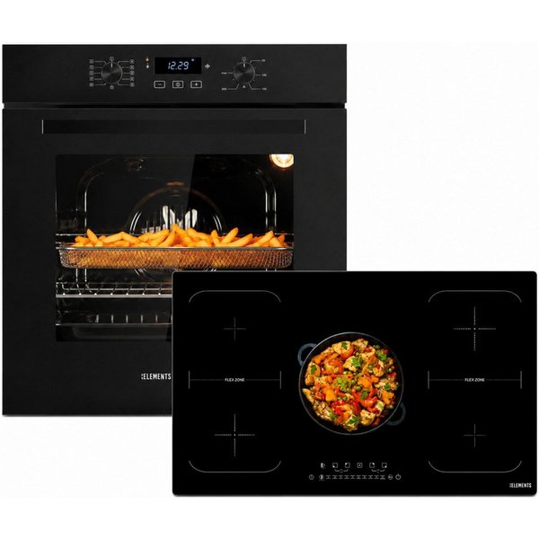 KB Elements Induktions Herd-Set KBE Einbaubackofen 60 cm mit 5-Zonen Induktionskochfeld 90cm, 11 Backofenfunktionen & 2 Flexzonen Induktion