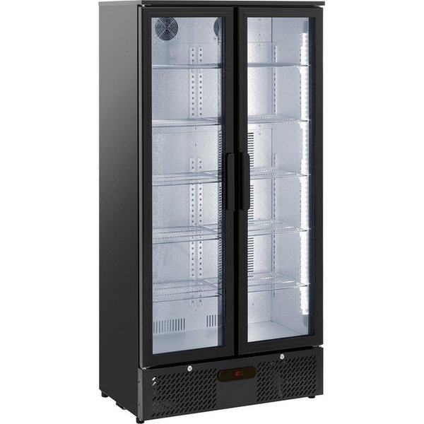 Royal Catering Getränkekühlschrank RC-BC004, 180 cm hoch, 90.5 cm breit, 458 L Kühlschrank für Getränke mit Glastür LED-Beleuchtung schwarz