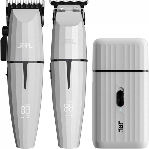 JRL Haarschneider JRL Limitierte Ghost Edition Combo Kit 2, Set: Clipper+Trimmer+Shaver Limitierte Edition Ghost Weiß Profi Set, Reset IQ Charge Smart-Clip Magn