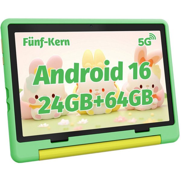 BUFO 10 Zoll 24(3+21)GB RAM+64GB ROM 1280x800 HD-Display Android16 Kinder Tablet (10,1", 64 GB, Android 16, WIFI, Anti-Blaulicht, Vorinstallierte Kinder Lernsof