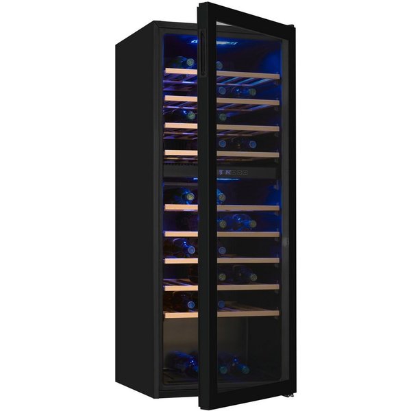 exquisit Weinkühlschrank WS2-78-GTE-160G, für 78 Standardflaschen á 0,75l,Für Weinliebhaber - stilvoll & perfekt temperiert für 78 Flaschen