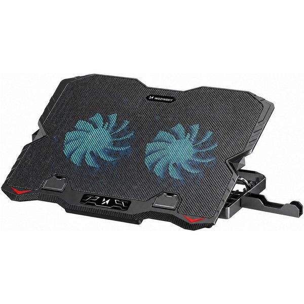 Wozinsky Notebook-Kühler WDCX-015, Leise Kühlung, 2 Lüfter, USB-Hub, Handyhalter, 5 Winkel