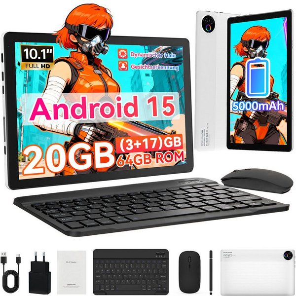 BUFO 10 Zoll 64 GB 1280x800 IPS Maus Tastatur Handschrift Stift Set Tablet (10", 64 GB, Android 15, WiFi, Dual-Kamera)