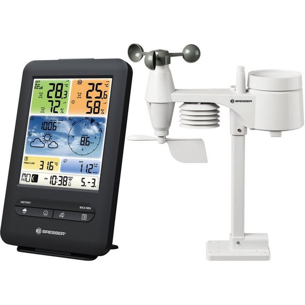 BRESSER BRESSER WLAN-Farbwetterstation mit 5-in-1-Profi-Sensor V Wetterstation
